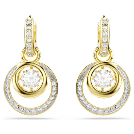 Orecchini Pendenti Hyperbola, Bianchi, Placcato color oro Swarovski