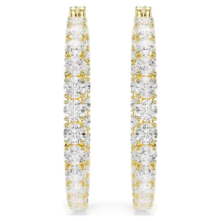 Orecchini a Cerchio Matrix, Bianchi, Placcato color oro Swarovski