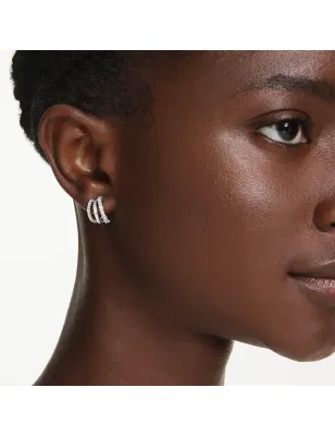 Orecchini a Cerchio Hyperbola, Mini, Bianchi Donna Swarovski