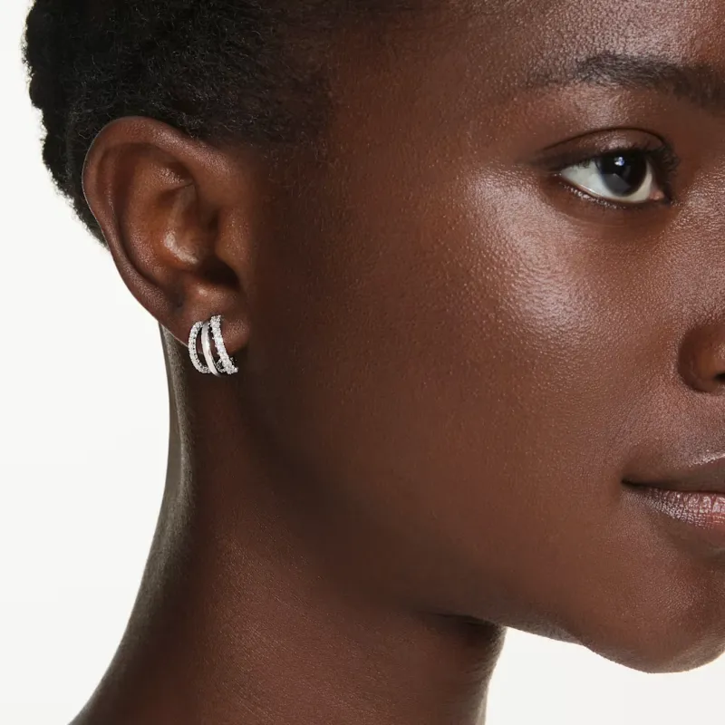 Orecchini a Cerchio Hyperbola, Mini, Bianchi Donna Swarovski