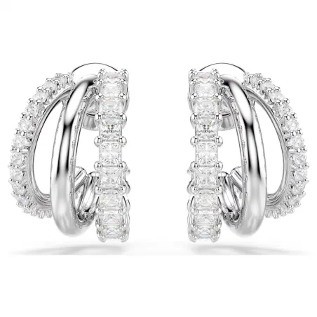 Orecchini a Cerchio Hyperbola, Mini, Bianchi Donna Swarovski