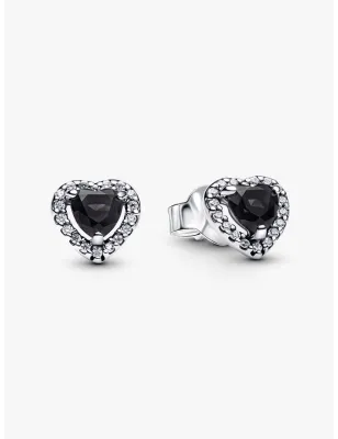 Orecchini Cuore in Rilievo Nero Donna Pandora