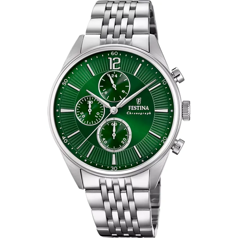 Orologio F20285/8 Timeless Chronograph Verde Miyota 41.5mm Uomo Festina Orologio F20285/8 Timeless Chronograph Verde Miyota 41.5mm Uomo Festina