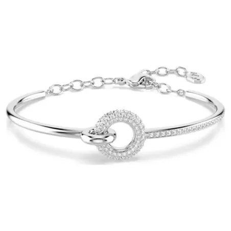 Bracciale rigido Dextera, Bianco, Placcato Rodio Donna Swarovski