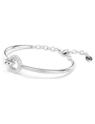 Bracciale rigido Dextera, Bianco, Placcato Rodio Donna Swarovski