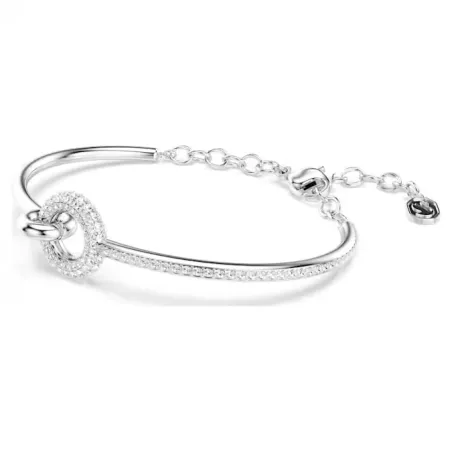 Bracciale rigido Dextera, Bianco, Placcato Rodio Donna Swarovski