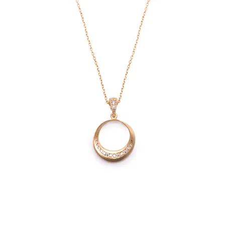 Collana Lune pendente piccole e pavè di zirconi Donna Aquaforte
