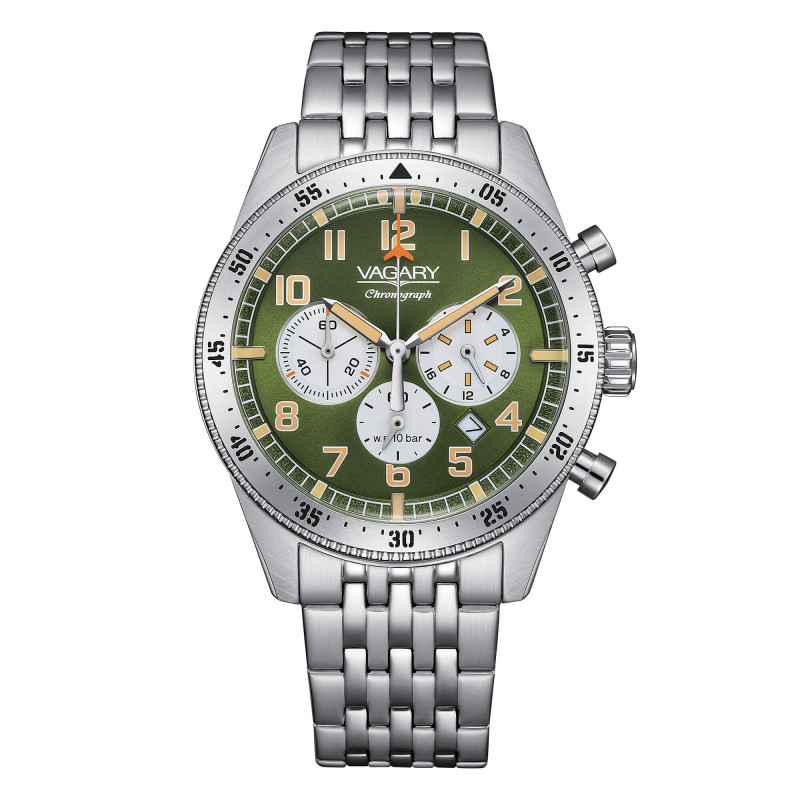 Orologio FlyBoy Crono Verde Acciaio IV2-117-41 Uomo Vagary Orologio FlyBoy Crono Verde Acciaio IV2-117-41 Uomo Vagary