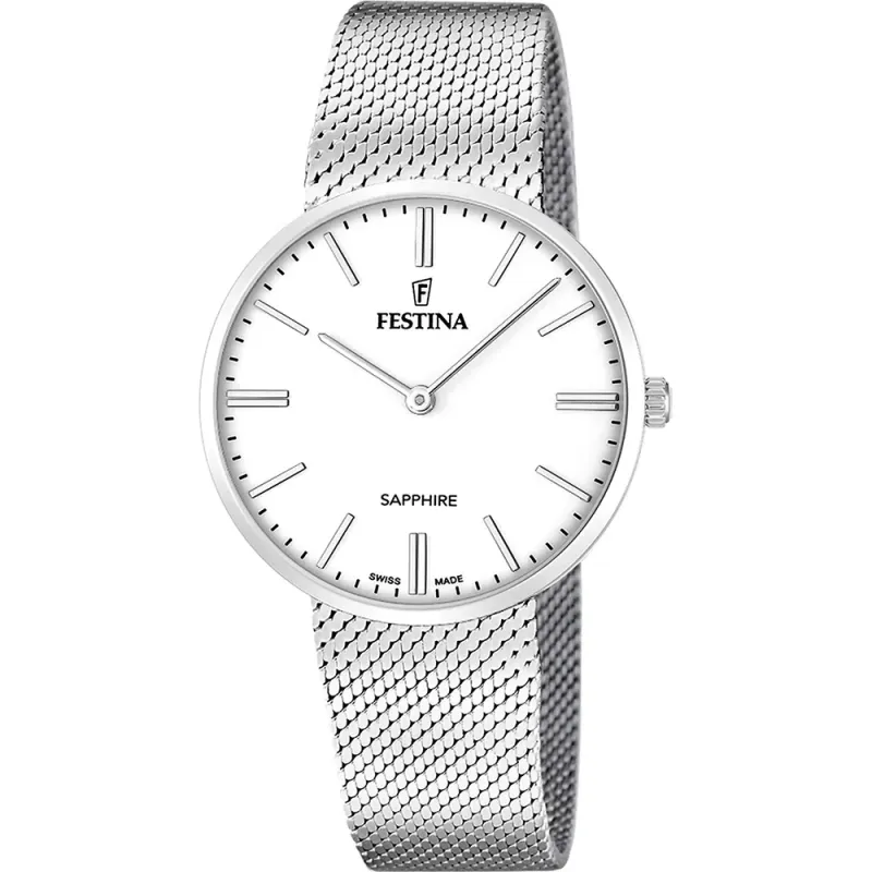 Orologio Swiss Made Grace Bianco Zaffiro F20074/1 Uomo Festina Orologio Swiss Made Grace Bianco Zaffiro F20074/1 Uomo Festina