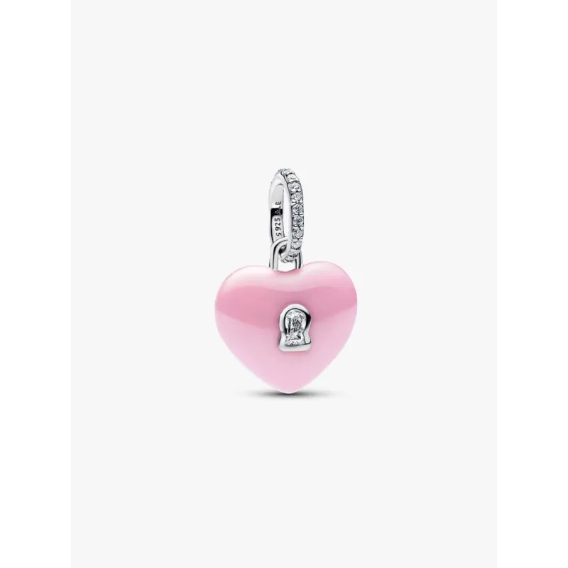 Charm Pendente Lucchetto Cuore Rosa "Yours" in ceramica Pandora Charm Pendente Lucchetto Cuore Rosa "Yours" in ceramica Pandora