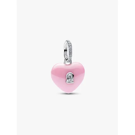 Charm Pendente Lucchetto Cuore Rosa "Yours" in ceramica Pandora