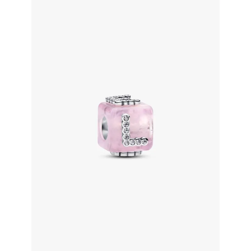 Charm Cubo Love Vetro di Murano Rosa Donna Pandora Charm Cubo Love Vetro di Murano Rosa Donna Pandora