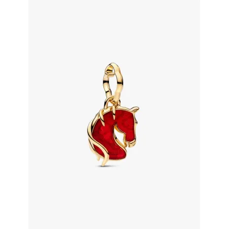 Charm Pendente Cavallo Vetro di Murano Rosso Donna Pandora