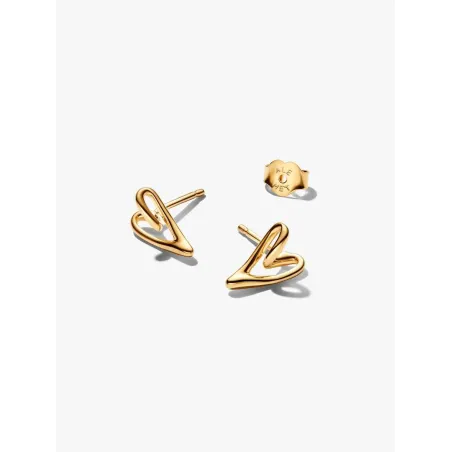 Orecchini dorati Cuore Linea Sinuosa Donna Pandora
