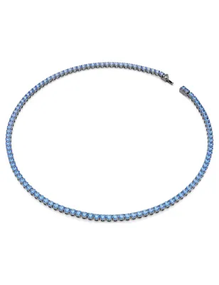 Collana Tennis Matrix, Taglio Round, Blu Uomo Swarovski