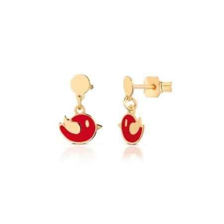 ORECCHINI BIMBA IN ORO CON UCCELLINO ROSSO ROBERTO GIANNOTTI NKT267 ROBERTO GIANNOTTI