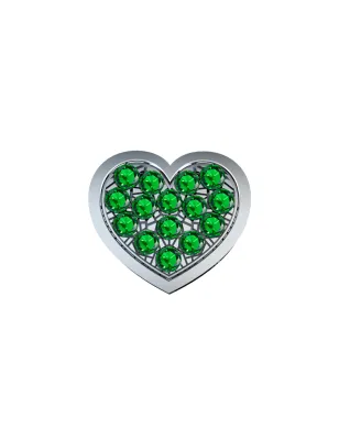 Elemento Cuore grande Oro bianco e Smeraldi Donna Donnaoro