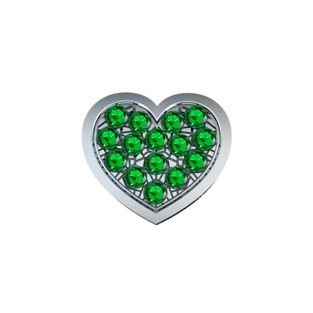 Elemento Cuore grande Oro bianco e Smeraldi Donna Donnaoro