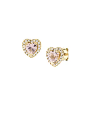 Orecchini dorati Dolce Cuore Rosa Morganite Donna Amen