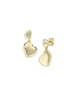 Orecchini dorati Cuori Gemelli con Zircone Donna Amen