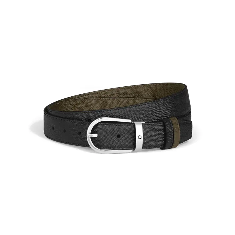 Cintura Sartorial Reversibile 30mm Nero Kaki MB222141 Uomo Montblanc Cintura Sartorial Reversibile 30mm Nero Kaki MB222141 Uomo Montblanc