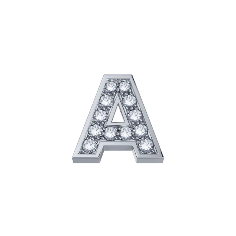 Lettera A in Oro Bianco 18kt e Diamanti Donnaoro