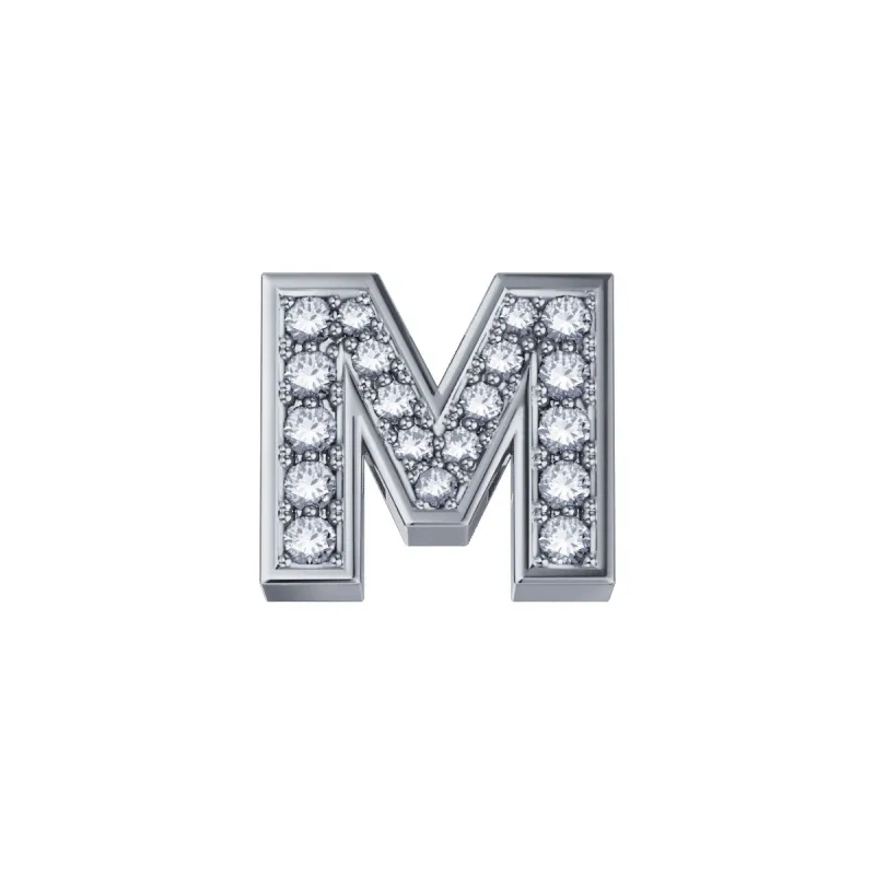 Lettera M in Oro Bianco 18kt e Diamanti Donnaoro