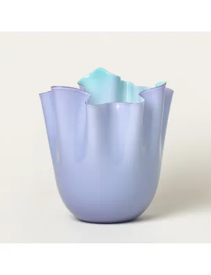 Fazzoletto lilla menta vaso medium h24 ø20 Murano Venini