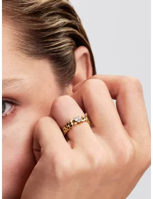 Anello dorato Catena Maglia Cubana con Cuore mis.52 Donna Pandora - category_name - XDMG De Marchi Gianotti