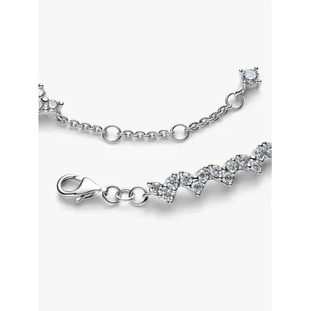 Bracciale Cuori con Tre Pietre cm.18 Donna Pandora