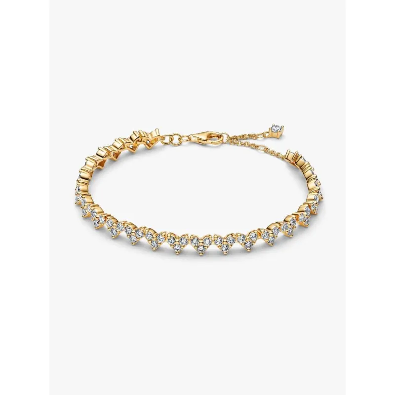 Bracciale dorato Cuori con Tre Pietre cm.18 Donna Pandora