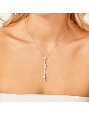 Collana Fancy con Perle e Zirconi Bianchi Donna Brosway