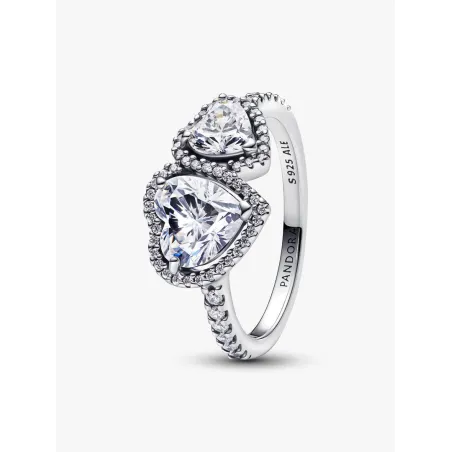 Anello Doppi Cuori Luminosi mis.58 Donna Pandora