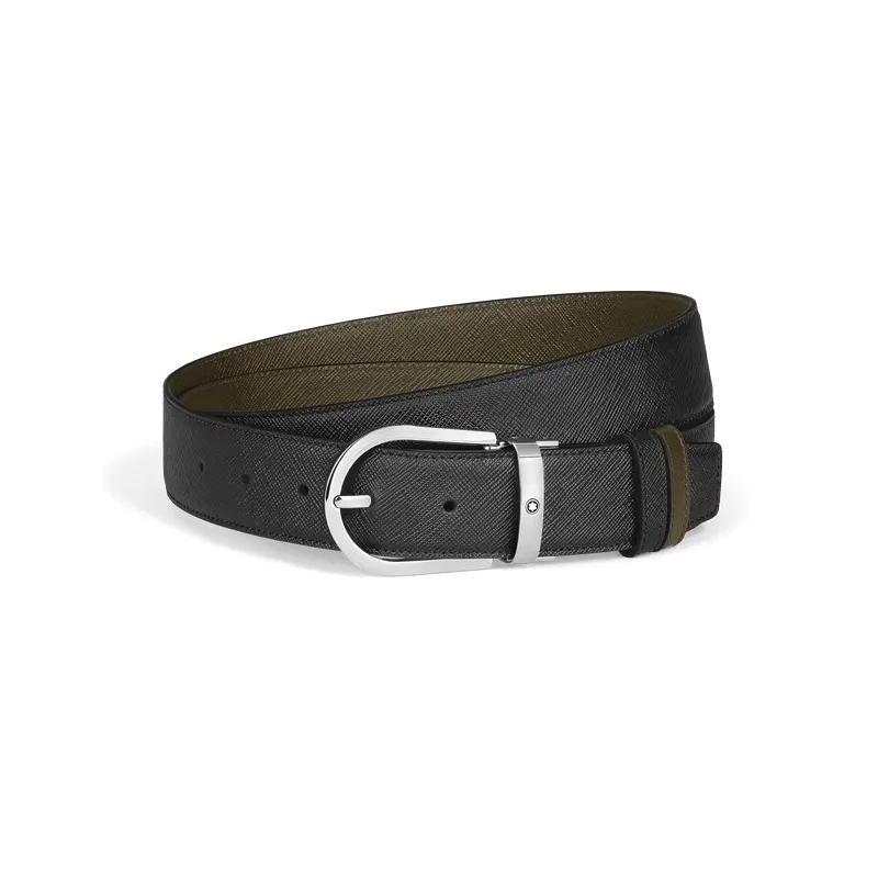 Cintura 35mm ferro cavallo nero kaki MB222147 Uomo Montblanc Cintura 35mm ferro cavallo nero kaki MB222147 Uomo Montblanc