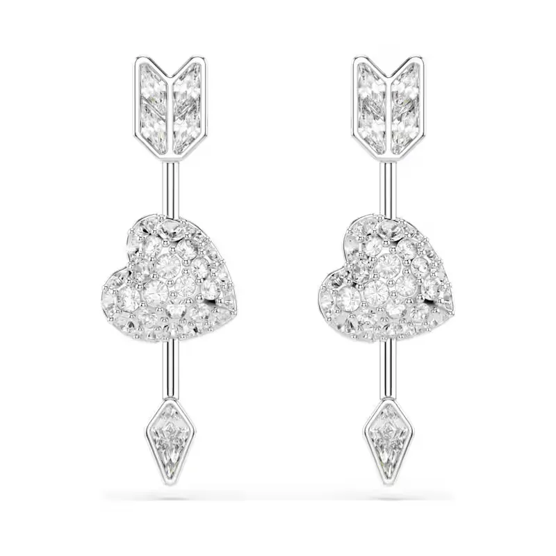 Orecchini Pendenti Idyllia, Cuore con Freccia Placcato Rodio Donna Swarovski