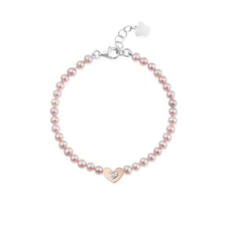 Bracciale di Perle Rosa con Cuore Donna Roberto Giannotti
