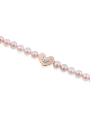 Bracciale di Perle Rosa con Cuore Donna Roberto Giannotti