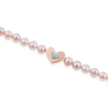 Bracciale di Perle Rosa con Cuore Donna Roberto Giannotti