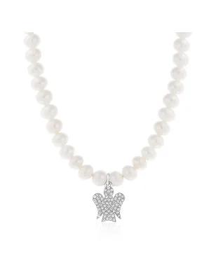Collana di Perle Bianche con Pendente Angelo Donna Roberto Giannotti