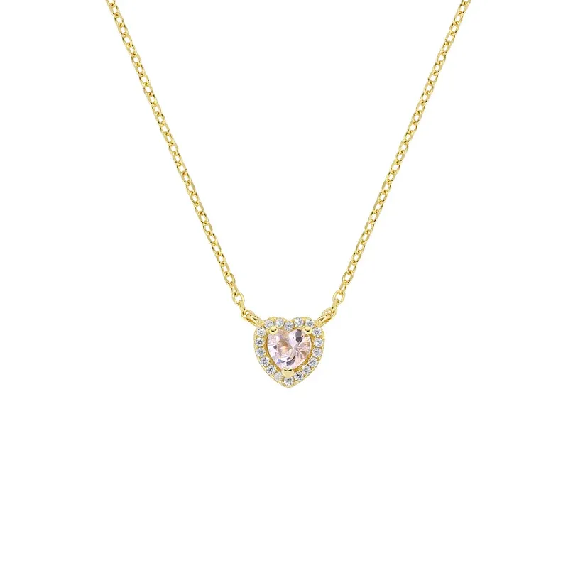 Collana Dorata Dolce Cuore Rosa Morganite Donna Amen