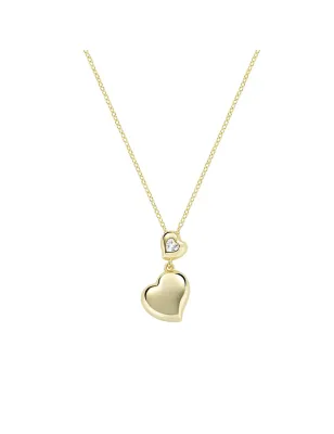 Collana Dorata Cuori Gemelli con Zircone Donna Amen