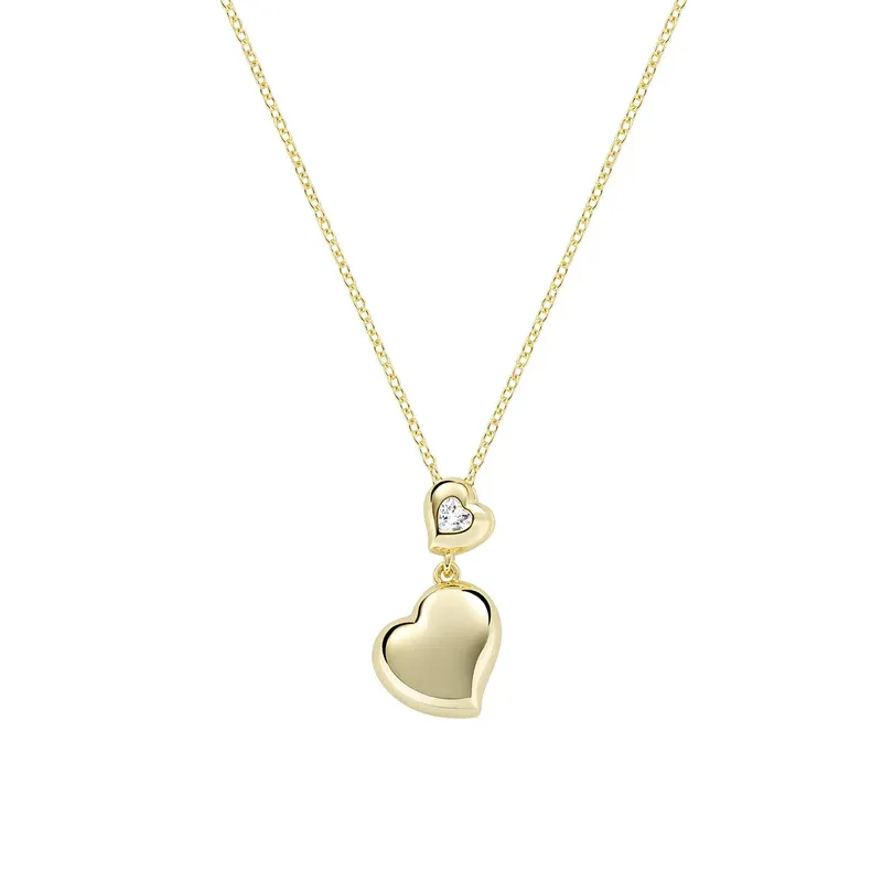 Collana Dorata Cuori Gemelli con Zircone Donna Amen