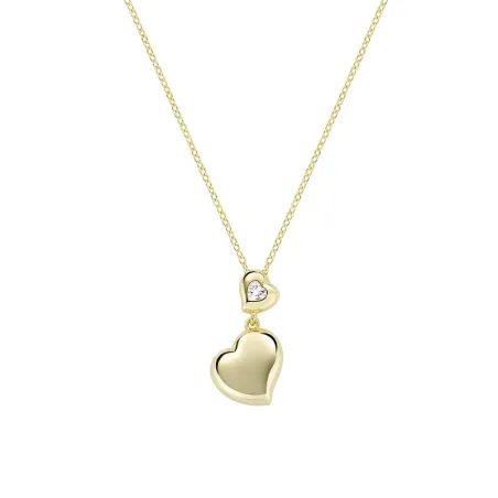 Collana Dorata Cuori Gemelli con Zircone Donna Amen