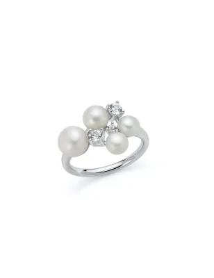 Anello argento perle topazi bianchi PLI1740 Donna Miluna