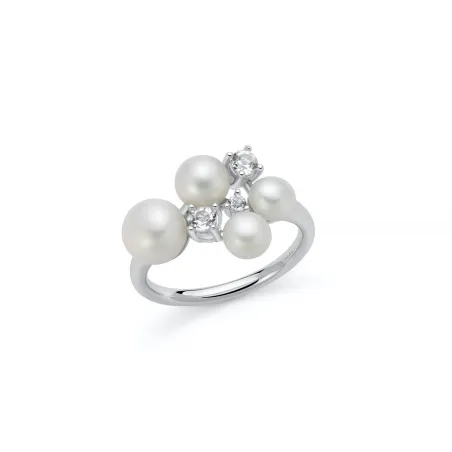 Anello argento perle topazi bianchi PLI1740 Donna Miluna