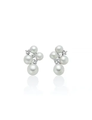 Orecchini argento perle topazi bianchi PER2893 Donna Miluna