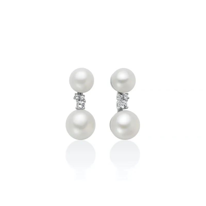 Orecchini argento perle topazi doppio PER2889 Donna Miluna Orecchini argento perle topazi doppio PER2889 Donna Miluna