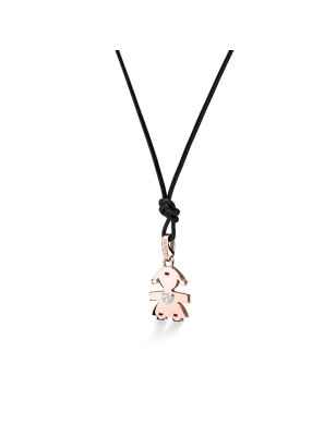 Collana oro rosa sagoma bimba diamanti LBB067 Donna Le Bebe'