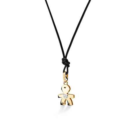 Collana oro giallo sagoma bimbo diamanti LBB060 Donna Le Bebe'