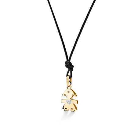 Collana oro giallo sagoma bimba diamanti LBB062 Donna Le Bebe'